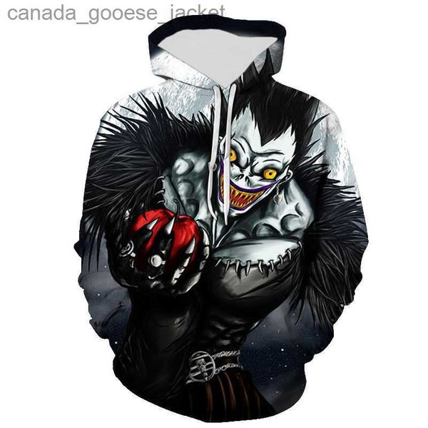 Sudaderas con capucha para hombres Sudaderas 2022 Nueva caricatura Anime Mujeres Sudadera con capucha Casual Death Note 3D Impreso Cosplay Niños Sudaderas Streetwear Hombres Jersey de gran tamaño L230920