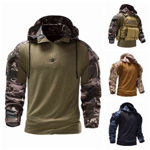 Sweats à capuche pour hommes Sweatshirts 2022 nouveaux hommes camouflage militaire tactique T-shirt à manches longues mode camouflage à capuche pull à manches longues