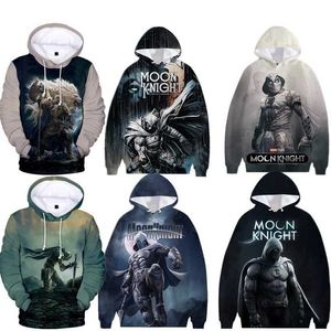 Herenhoodies Sweatshirts 2022 Nieuwe Moonknight Moonlight Knight 3D Digitaal bedrukte casual trui met capuchon