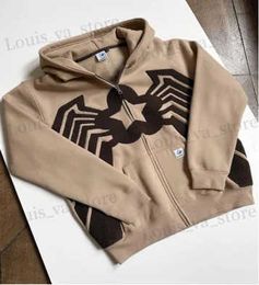 Sudaderas con capucha para hombres Sudaderas 2023 Chaqueta con capucha con cremallera y bordado retro americano para hombres y mujeres New Harajuku High Street Loose Vibe Sports Cardigan Jacket T231016