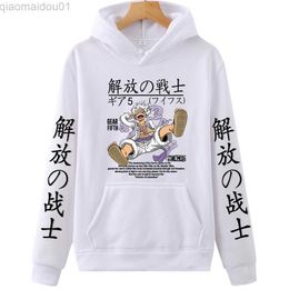 Heren Hoodies Sweatshirts 2023 Anime One Piece Hoodie Luffy Sun God Hoodie 2023 Manga Style Print Tops Fall Harajuku Style Hoodie L230721