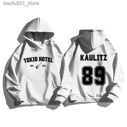 Sweats à capuche pour hommes Sweatshirts 2023 Automne Hiver Tokio Hotel Sweat à capuche Coton Kaulitz Bande de mode Luxe Sweat à capuche Imprimé uni Hommes Femmes Pull Q240217