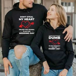 Hoodies voor heren Sweatshirts 2023 Paar Bijpassende hoodie Arrow Heart DUMB WHY NOT MARRY ME Oversized streetwear hoodies Bijpassende outfits Koppels TopL231026