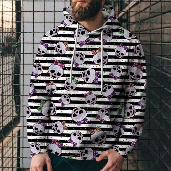 Sudaderas con capucha para hombre Sudaderas 2023 Moda Sudadera con capucha Suéter 3D Digital Calavera Estampado de calabaza Suelta Top Sudadera con capucha Hombres Sudadera con cuello redondo