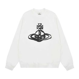 Sweats à capuche masculine 2023 Nouveau pulvérisation de Saturne imprimé lâche décontracté à la mode occidentale Dowager Dowager Raglan Round Neck Pull Pullover