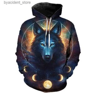 Heren Hoodies Sweatshirts 2023 Oversized Wild Animal Wolf Cold en Fierce Men Hoodies Fitness 3D Gedrukte Hooded Sweatshirts trainingspakken grappige knappe nieuwe L240315