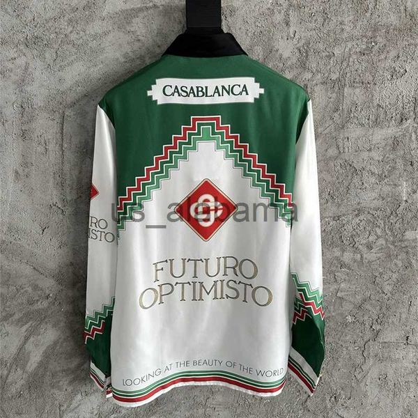 Sweats à capuche masculine 2023 Summer Casablanca Chemises hommes femmes Futuro Optimisto Meilleure qualité de la soie dégradé patchwork color Hawaii Beach Shirt x0905