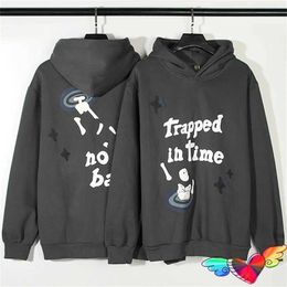 Heren Hoodies Sweatshirts 2023 Vintage Gray Broken Planet Hoodie Men Women gevangen in tijd Foam Print Star pullovers Fece BPM H240508