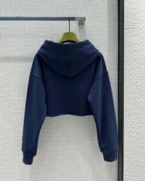 Sweat-shirt à capuche pour hommes et femmes, brodé d'amour, court, bord droit, décontracté, haut pour fille, 2023, 230829