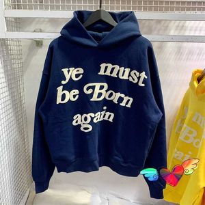 Sweats à capuche masculine 2023fw Navy Blue .xyz Hoodie Men Femmes 1 Hip Hop Foam Print Hoody Loose Ye Pullovers H240508