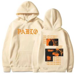 Sweatshirts à sweats à capuche masculin 2023RAPPER GRAPHICS IMPRESSIONS LA VIE DE PABLO MUSIQUE Sweatshirt Men Femmes Hip Hop Hoodies Strtwear Tops T240507