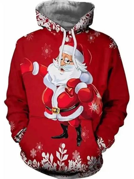 Sweats à capuche pour hommes Sweatshirts 2024 Arbre de Noël Noël Santa Bonhomme de neige Claus Sweat à capuche Hommes Automne Hiver 3D Imprimer Pull Sweat Plus Taille Streetwear Vêtements 231201