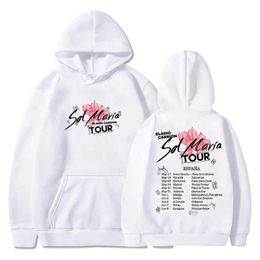 Heren Hoodies Sweatshirts 2024 Eladio Carrion Sol Maria Tour Hoodie Lange mouwen Street Clothing Dames Hooded Sweatshirt World Tour Hip Hop Clothing Q240506