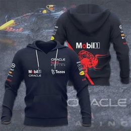 Sweats à capuche masculine 2024 Hot F1 Racing Men_s Sweatshirt 3D Red Print Popular Road Racing Veste Hoodie Men_S Casual Bull T240428