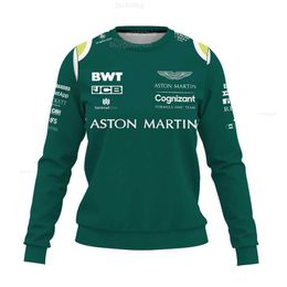Sudaderas con capucha para hombre Sudaderas 2024 Nuevo suéter de manga larga Aston Martin F1 Fórmula 1 carreras Impresión 3D Moda deportiva para hombres y mujeres Cuello redondo para niños