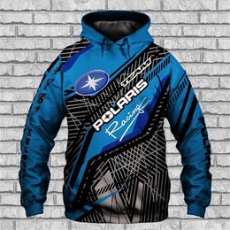 Sudaderas con capucha masculinas sudaderas 2024 Polaris Racing RZr Mobile Fashion Casual Zip Sampan Bolsa Hot Sale y Womens Spring y Autumn Holded Jacket T240428