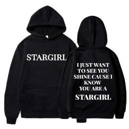 Sweats à capuche masculine 2024 chanteuse The Merch Stargirl Interlude Letters Print Sweatons Men Femmes Hip Hop Long Slve Hoody Pullover Strtwear T240507