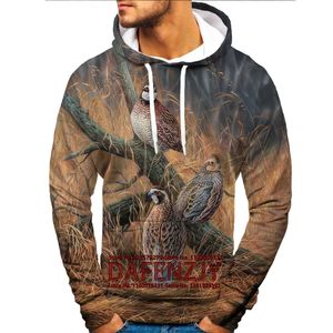 Heren Hoodies Sweatshirts 2024 Leer- en herfsttak leidt camo 3D hoodies voor heren buiten vogel vissen camping jachtkleding unisex hoodies Q240522