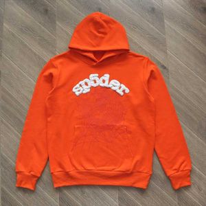 Sweats à capuche pour hommes 22FW TOP Orange Sp5der 555555 Sweats à capuche Impression en mousse Young Thug Pocket Spiderweb Casual Sweats à capuche oversize