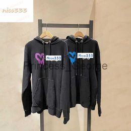 Sudaderas con capucha para hombre Sudaderas 23ss Nueva sudadera disolver carta de amor estampado patrón algodón negro y azul púrpura versátil hombres mujeres moda casual sudaderas con capucha x0713