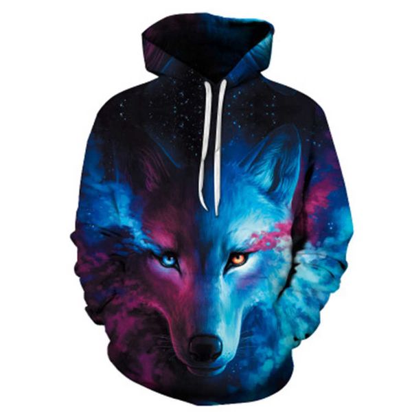 Sweats à capuche masculine Sweats 3D Primper à sweat de tête de wolf personnalisé Pull à sweat à sweat {catégorie}