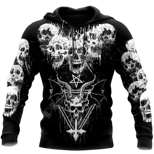 Sudaderas con capucha para hombre Sudaderas con estampado 3D Calavera Sudadera vintage Calidad de marca Símbolos de tatuajes satánicos Jersey Otoño Invierno Casual Hombre Ropa 230817