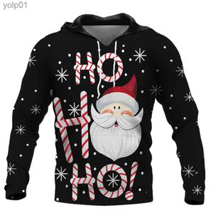 Sweats à capuche pour hommes Sweats à capuche imprimés 3D du Père Noël pour hommes Dessin animé Bonhomme de neige Motif Sweat-shirts pour femmes Chat drôle Pull surdimensionné X'mas Y2K ClothingL231107