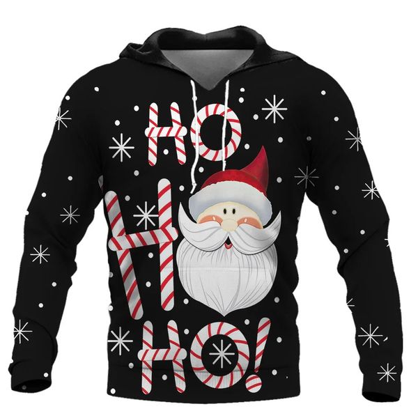 Sweats à capuche pour hommes Sweatshirts 3D Père Noël Imprimer Sweats à capuche pour hommes Dessin animé Bonhomme de neige Modèle Femmes Sweatshirts Chat drôle Pull surdimensionné X'mas Y2K Vêtements 231207