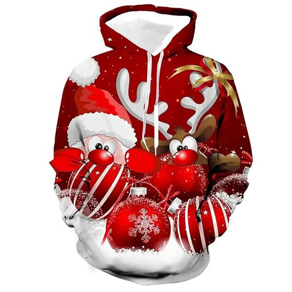 Sweats à capuche pour hommes Sweatshirts 3D Santa Claus Imprimer pour hommes Pull à capuche de Noël Mode Automne Hiver Vêtements Oversize Sweat-shirt à manches longues 231124