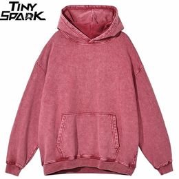 Heren Hoodies Sweatshirts 7 Soild Color Vintage gewassen hoodie Sweatshirt Men Streetwear Harajuku Hapleed Pullover Heavy Cotton Dikke Retro Hip Hop 220923
