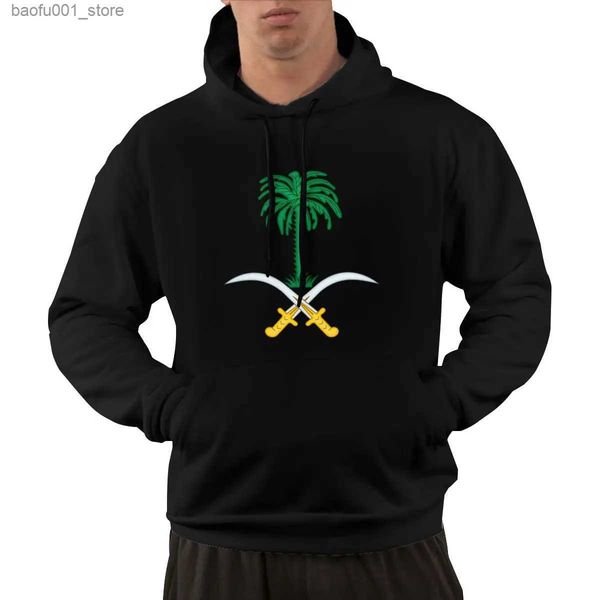 Sudaderas con capucha para hombre Sudaderas 95% algodón Emblema de Arabia Saudita Bandera del país Cálido invierno Sudadera con capucha Hombres Mujeres Unisex Hip Hop Estilo Sudadera Q240217