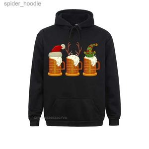 Sweats à capuche pour hommes Sweatshirts Adulte Harajuku Tees Punk Premium Coton Sweats à capuche pour hommes Tasses à bière de Noël Santa Elf Renne Drinkin Crazy Design Femmes Homme L231101