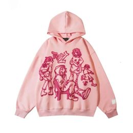 Heren Hoodies Sweatshirts Aelfric Eden Mens Y2K Cartoon Lijn Karakter Print Hoodie Harajuku Hip Hop Sweatshirt Pullover Streetwear Casual Tops 3363 371