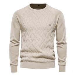 Heren Hoodies Sweatshirts Aiopeson Argyle Basic mannen Sweaters Solide kleur O-Neck Brei-gebreide mannelijke pullover Winter Fashion Warm Sweaters voor mannen 230821