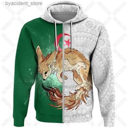 Hoodies voor heren Sweatshirts Algerije Vlag en embleem Ritshoodies voor mannen Losse oversized herenmode sweatshirts Jongens Populair Outdoor Warm Street chic L240315