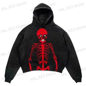 Heren Hoodies Sweatshirts American Dark Gothic Skull Print pullover heren en dames Hip Hop Harajuku groot formaat lange mouw sweatshirt sweatshirt sweatshirt T231222
