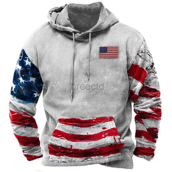Sweats à capuche pour hommes Sweatshirts drapeau américain imprimé en 3D 2024 Harajuku USA sweats à capuche hommes vêtements à manches longues Streetwear personnalité décontractée surdimensionné 24328