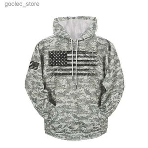 Sweats à capuche pour hommes Sweatshirts drapeau américain sweat à capuche camouflage hommes vêtements 3D USA patriotique imprimé nouveau dans les sweats à capuche femmes Harajuku mode y2k pull de poche Q231110
