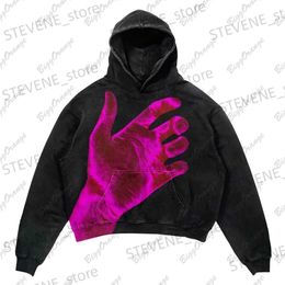 Sweats à capuche masculine Sweatshirts American Hiphop Hand of God Pattern Pull Y2k West Coast Oversize Coat High Street Hip-Hop Hoodie Femmes Vêtements Harajuku T231215