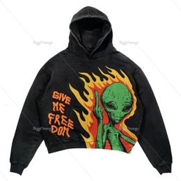 Heren Hoodies Sweatshirts American Retro Hip-Hop Patroon Oversized Hoodie Male Y2K Punk Harajuku Gothic Loose Fashion Paar Hoodie Street Wear 230817