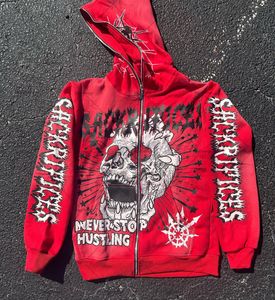 Heren Hoodies Sweatshirts American Street Hip-Hop Clothing Skull Gothic Letter Rock Oversized Hoodie Men Y2K Punk Retro Casual losse rits Hoodie Women 230812