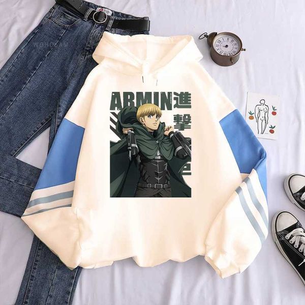 Sweats à capuche pour hommes Attaque d'anime sur Titan Men Femmes Sweat à capuche Armin Arlert Graphic imprimé Sweat plus taille Sweat HARAJUKU PATCHWOR STRTWEAR T240510