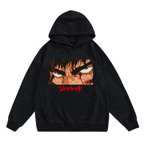 Heren Hoodies Sweatshirts Anime Berserk Guts Eyes Manga Heren 320G zware stof Katoen Harajuku Cool Men Hoodie Hoodie pullover Hoody topsmannen