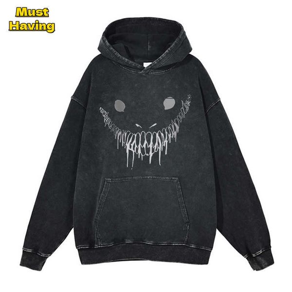 Sweats à capuche pour hommes Sweatshirts Anime Berserk Sweats à capuche pour hommes Femmes Noir Vintage Lavé Coton Pulls Printemps Automne Casual Manches Longues Sweats À Capuche J230926