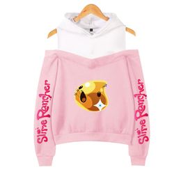 Heren Hoodies Sweatshirts Anime kleding slijm rancher vrouwen uit schouder sweatshirt y2k meisje pullover Harajuku streetwear simulatiespel