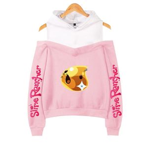 Sweats à capuche masculins Sweins anime vêtements slime rancher femmes au large de l'épaule sweat y2k fille pullor harajuku streetwear simulation jeu