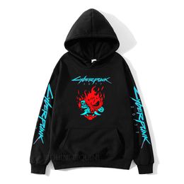 Heren Hoodies Sweatshirts Anime Cyberpunk Edgerunners Hoodie Cartoon Print Mens Fleece Sweatshirt Gotische Casual kleding Male Streetwear Grafische top 230206