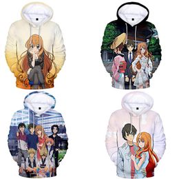 Heren Hoodies Sweatshirts Anime Golden Time 3D Hoodie Familie Outfits Street Ouder vrouwen Men Harajuku Style Sweatshirt Cosplay CoPlay Hoodedmen's