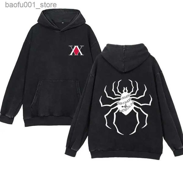 Sweats à capuche pour hommes Sweatshirts Anime Hunter X Hunter Sweat à capuche pour homme Spider Print Sweats à capuche Y2k Vêtements Streetwear Surdimensionné Harajuku Hauts Pullover Q231103