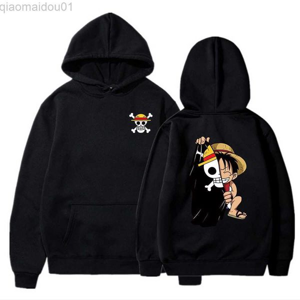 Sweats à capuche pour hommes Sweats Anime One Piece Cosplay Come Hoodies The Pirate King Print Hommes Femmes Sweat Warm Streetwear Vêtements unisexes L230721